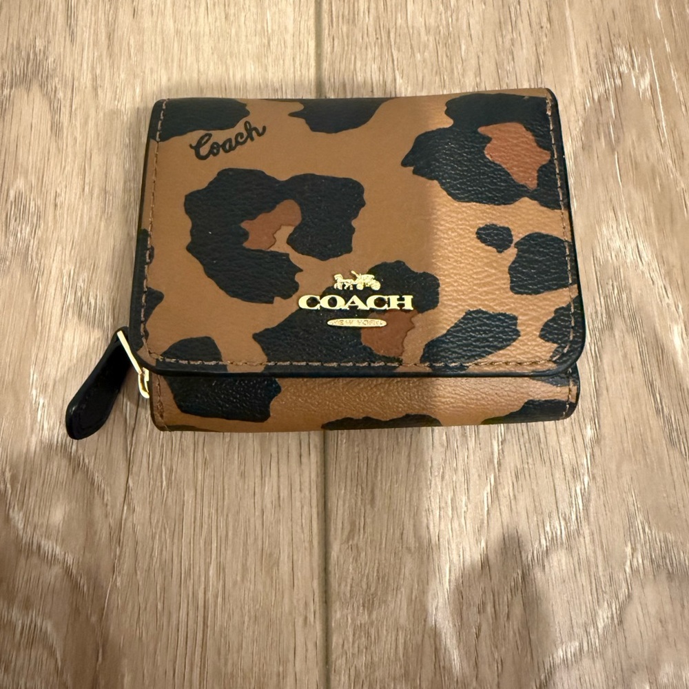Coach Leopard Print Trifold Wallet